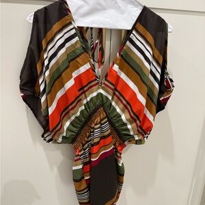 Striped Multicolor V-Neck Women's Top